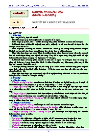 Kế hoạch bài dạy Hóa học 10 - Bài 17: Nguyên tố và đơn chất halogen - Trương Thành Chung