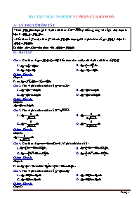 70 Câu trắc nghiệm môn Toán Lớp 11 - Vi phân của hàm số (Có đáp án)