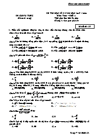 Đề thi học kì II môn Toán Lớp 11 - Mã đề 123 