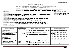 Giáo án môn Thể dục Lớp 11 - Chương trình cả 